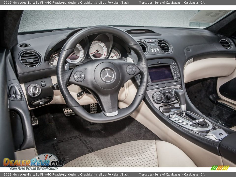 Porcelain/Black Interior - 2012 Mercedes-Benz SL 63 AMG Roadster Photo #4