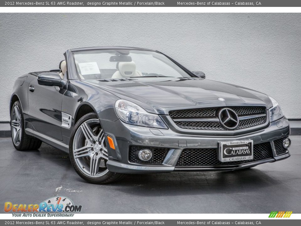 2012 Mercedes-Benz SL 63 AMG Roadster designo Graphite Metallic / Porcelain/Black Photo #12