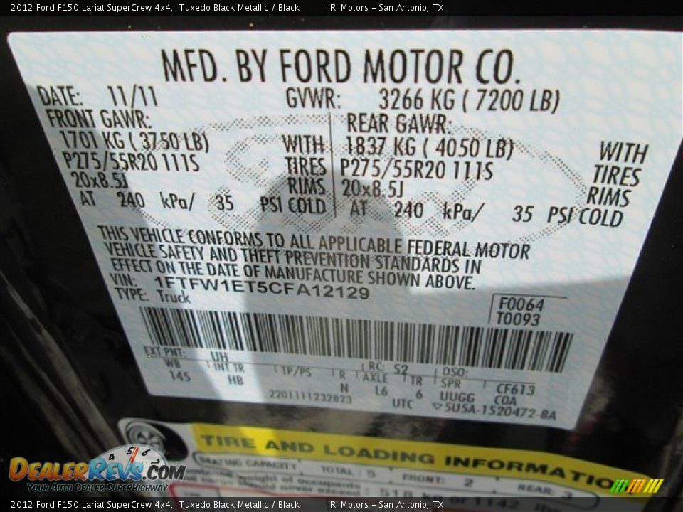 2012 Ford F150 Lariat SuperCrew 4x4 Tuxedo Black Metallic / Black Photo #17