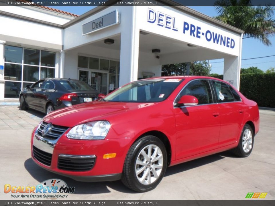 2010 Volkswagen Jetta SE Sedan Salsa Red / Cornsilk Beige Photo #1