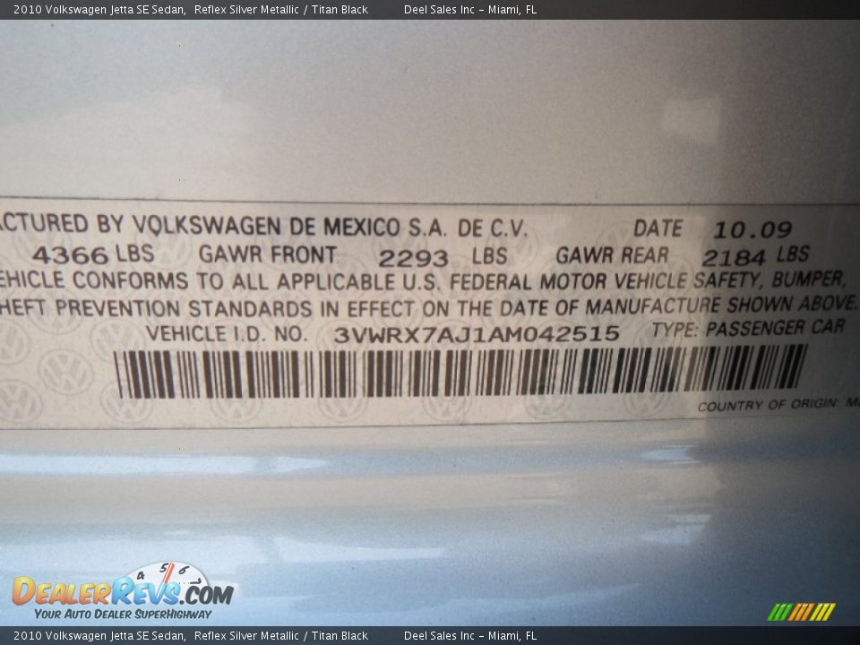 2010 Volkswagen Jetta SE Sedan Reflex Silver Metallic / Titan Black Photo #14