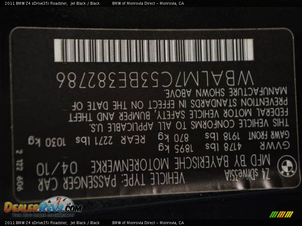 2011 BMW Z4 sDrive35i Roadster Jet Black / Black Photo #28