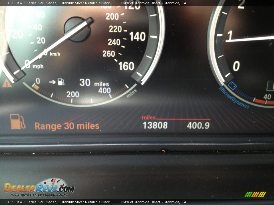 2012 BMW 5 Series 528i Sedan Titanium Silver Metallic / Black Photo #10