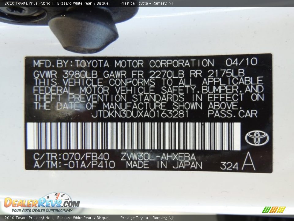 2010 Toyota Prius Hybrid II Blizzard White Pearl / Bisque Photo #15