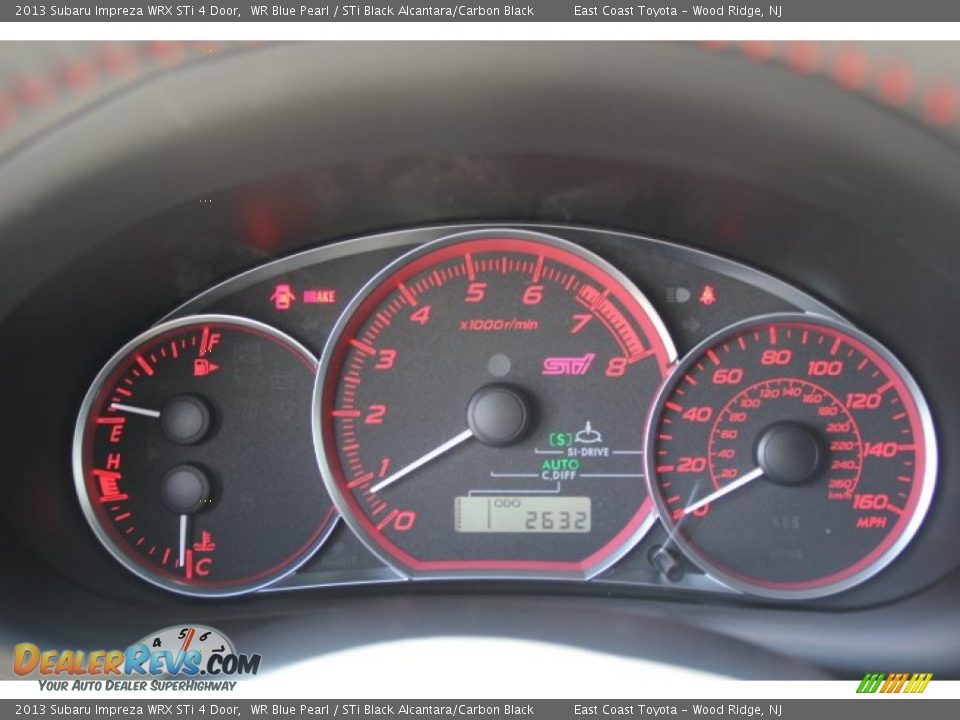 2013 Subaru Impreza WRX STi 4 Door WR Blue Pearl / STi Black Alcantara/Carbon Black Photo #14