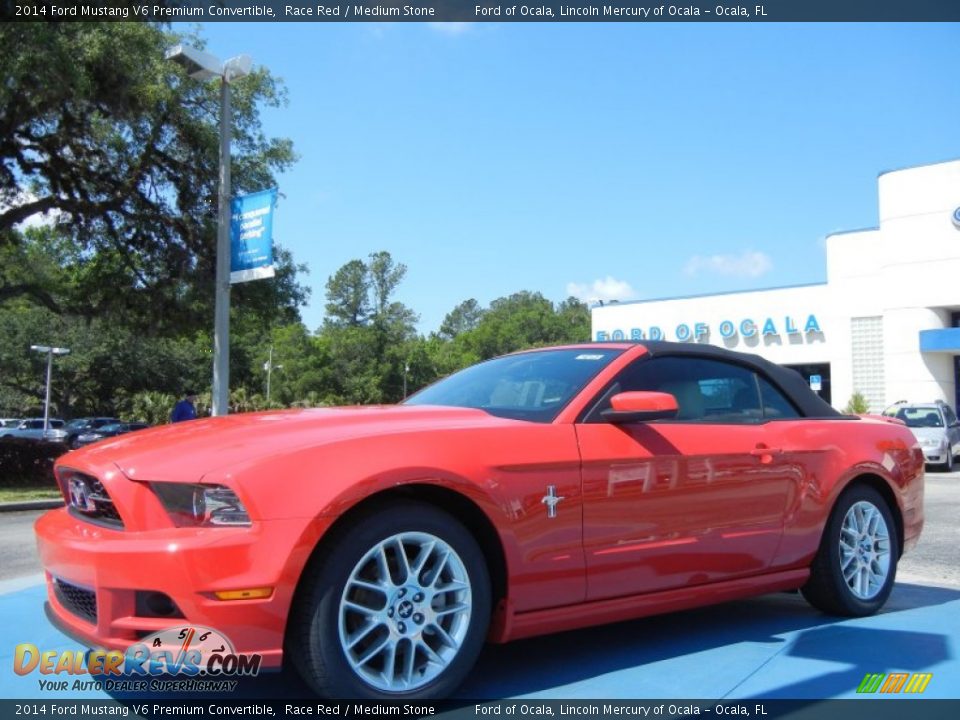 2014 Ford Mustang V6 Premium Convertible Race Red / Medium Stone Photo #1