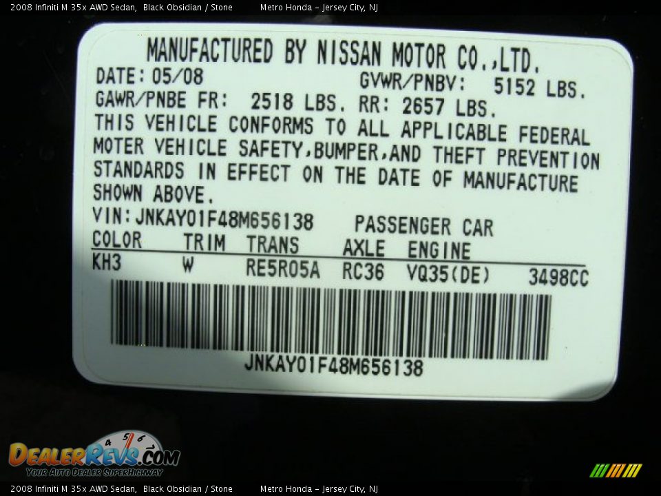 2008 Infiniti M 35x AWD Sedan Black Obsidian / Stone Photo #16