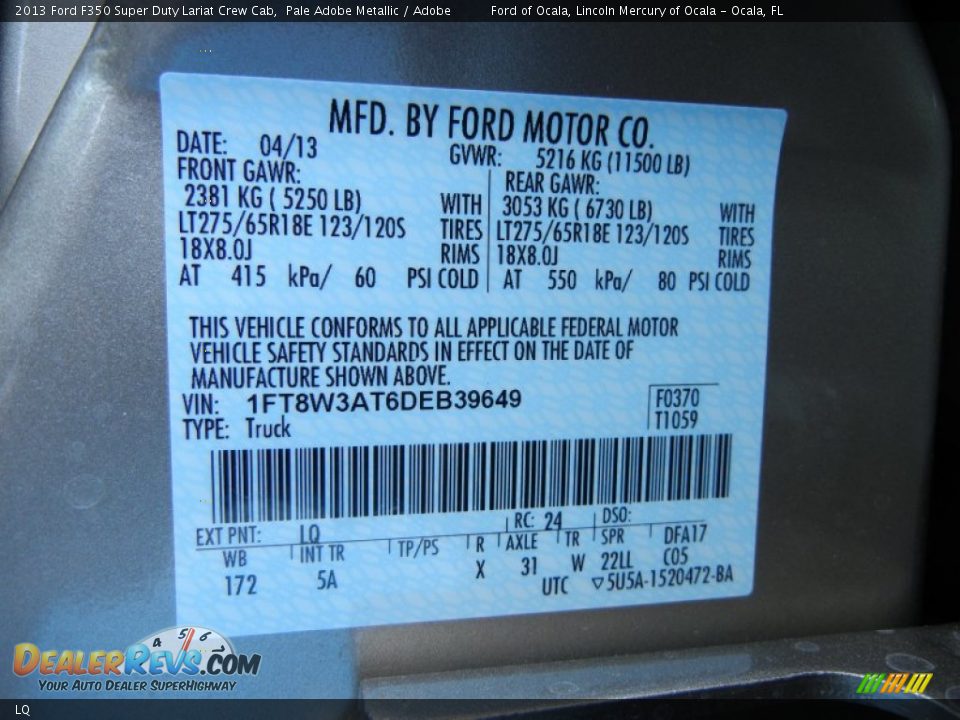 Ford Color Code LQ Pale Adobe Metallic