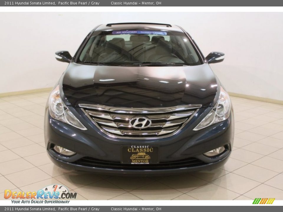 2011 Hyundai Sonata Limited Pacific Blue Pearl / Gray Photo #2