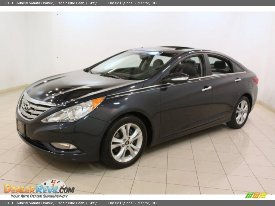 2011 Hyundai Sonata Limited Pacific Blue Pearl / Gray Photo #3