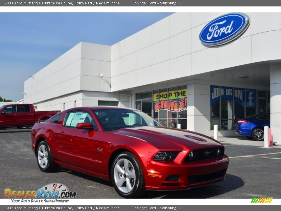 2014 Ford Mustang GT Premium Coupe Ruby Red / Medium Stone Photo #1