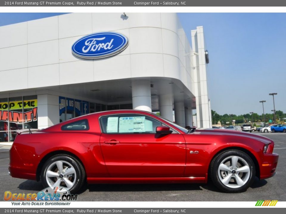 2014 Ford Mustang GT Premium Coupe Ruby Red / Medium Stone Photo #2