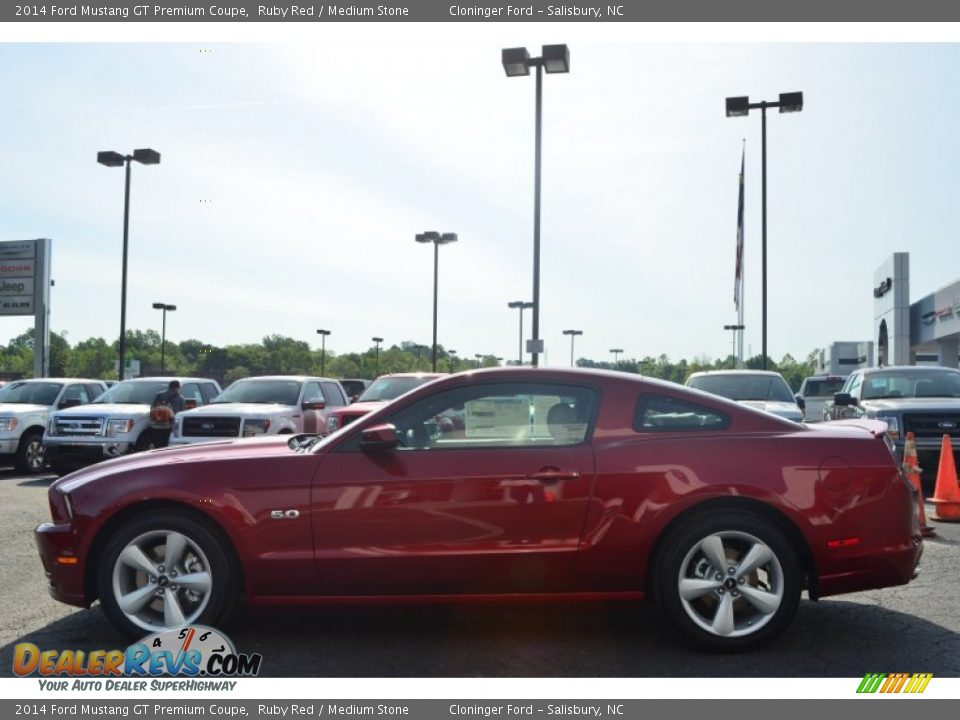 2014 Ford Mustang GT Premium Coupe Ruby Red / Medium Stone Photo #5