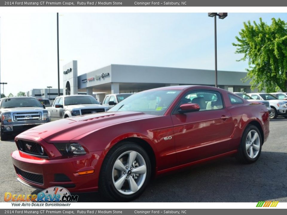 2014 Ford Mustang GT Premium Coupe Ruby Red / Medium Stone Photo #6