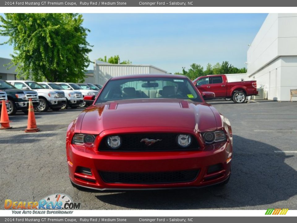 2014 Ford Mustang GT Premium Coupe Ruby Red / Medium Stone Photo #7