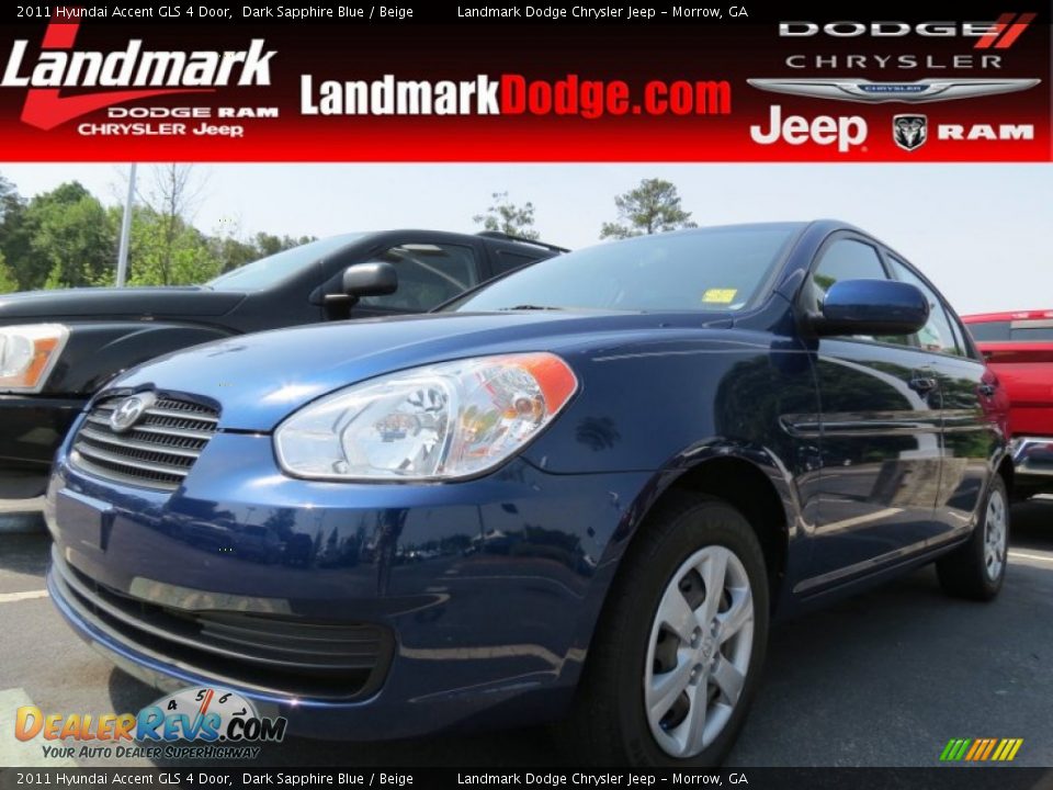 2011 Hyundai Accent GLS 4 Door Dark Sapphire Blue / Beige Photo #1