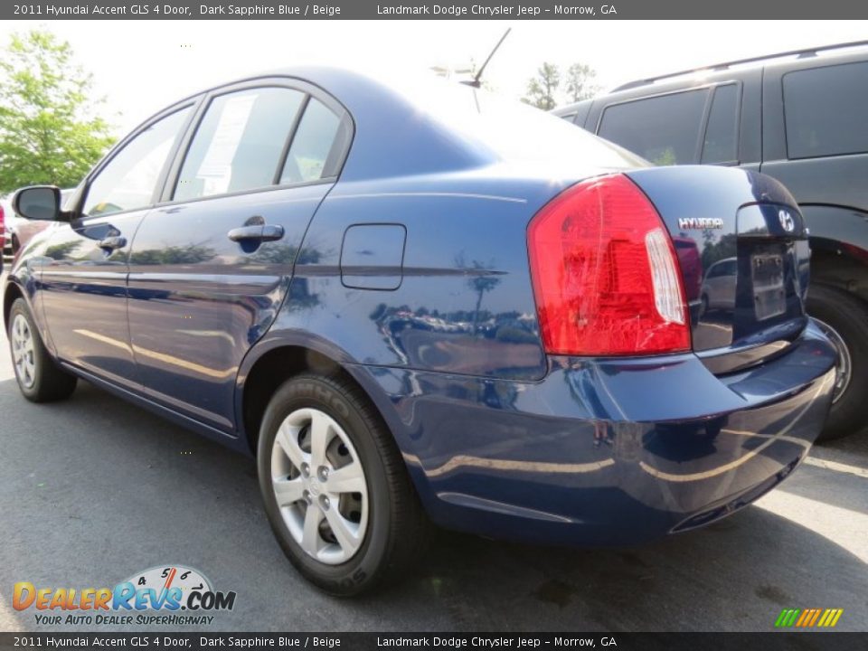 2011 Hyundai Accent GLS 4 Door Dark Sapphire Blue / Beige Photo #2
