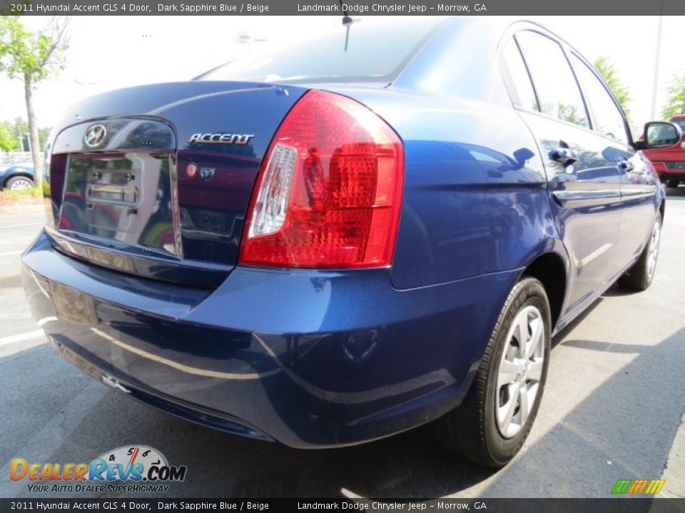 2011 Hyundai Accent GLS 4 Door Dark Sapphire Blue / Beige Photo #3