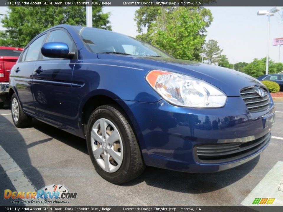 2011 Hyundai Accent GLS 4 Door Dark Sapphire Blue / Beige Photo #4