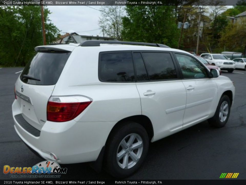 2010 Toyota Highlander SE 4WD Blizzard White Pearl / Sand Beige Photo #11