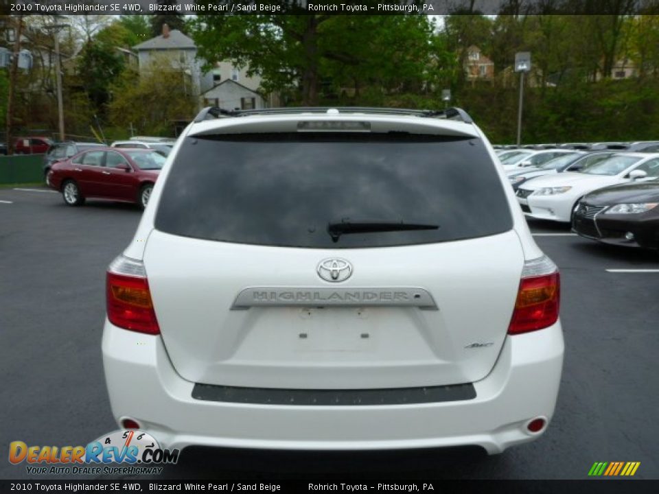 2010 Toyota Highlander SE 4WD Blizzard White Pearl / Sand Beige Photo #12