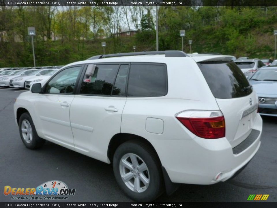 2010 Toyota Highlander SE 4WD Blizzard White Pearl / Sand Beige Photo #13