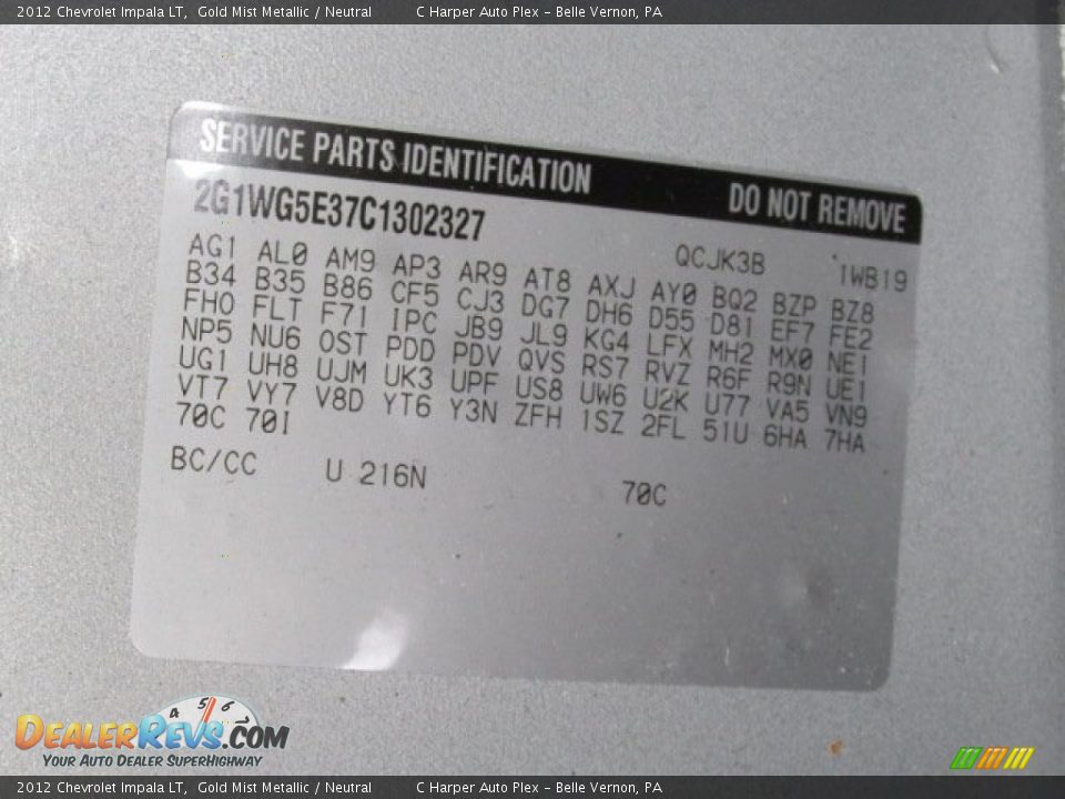 2012 Chevrolet Impala LT Gold Mist Metallic / Neutral Photo #24