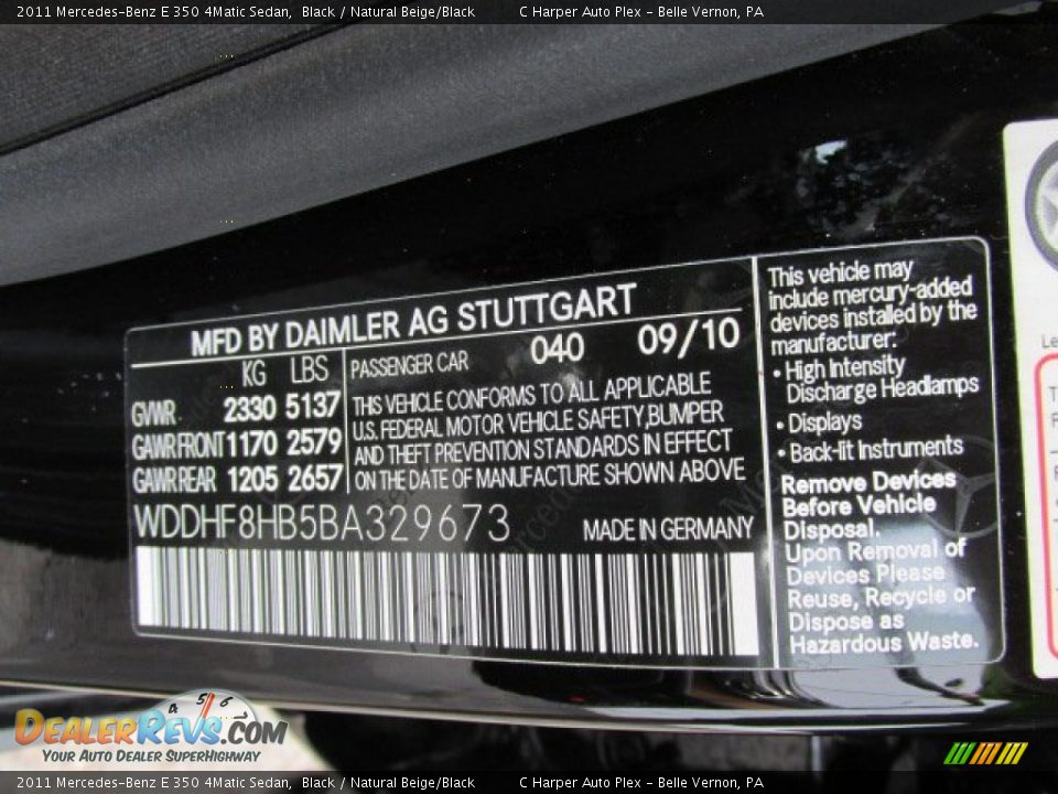 2011 Mercedes-Benz E 350 4Matic Sedan Black / Natural Beige/Black Photo #24