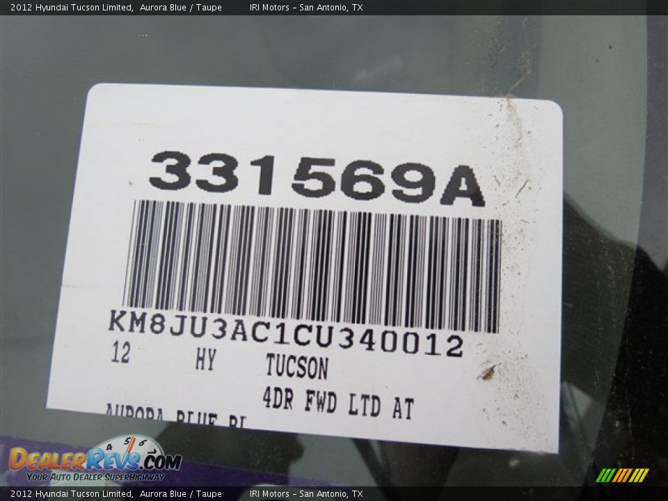 2012 Hyundai Tucson Limited Aurora Blue / Taupe Photo #18