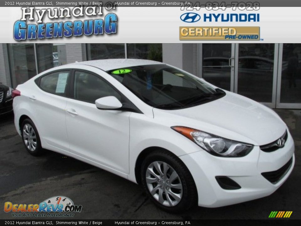 2012 Hyundai Elantra GLS Shimmering White / Beige Photo #1