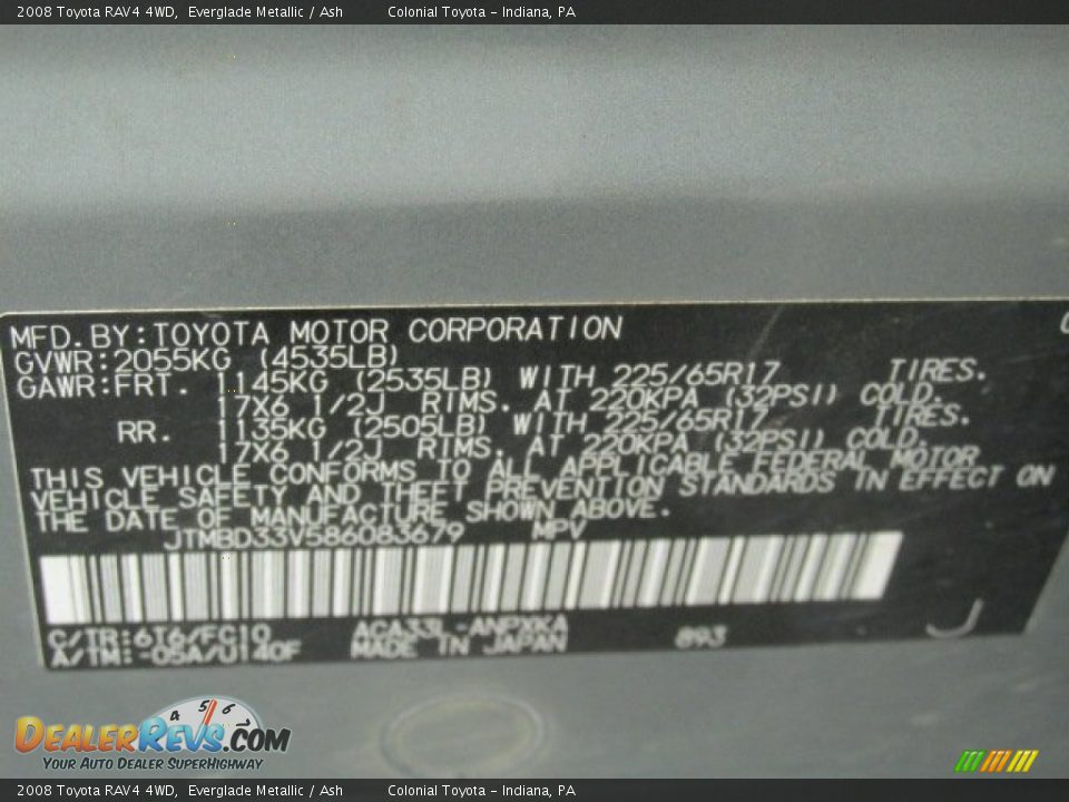 2008 Toyota RAV4 4WD Everglade Metallic / Ash Photo #19