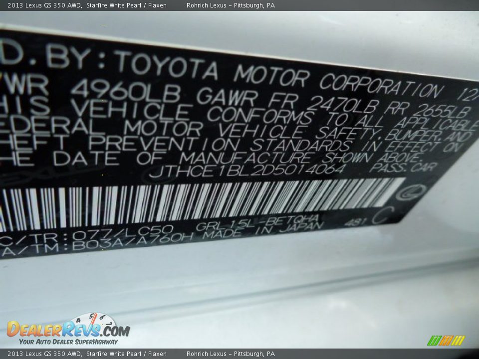 2013 Lexus GS 350 AWD Starfire White Pearl / Flaxen Photo #16