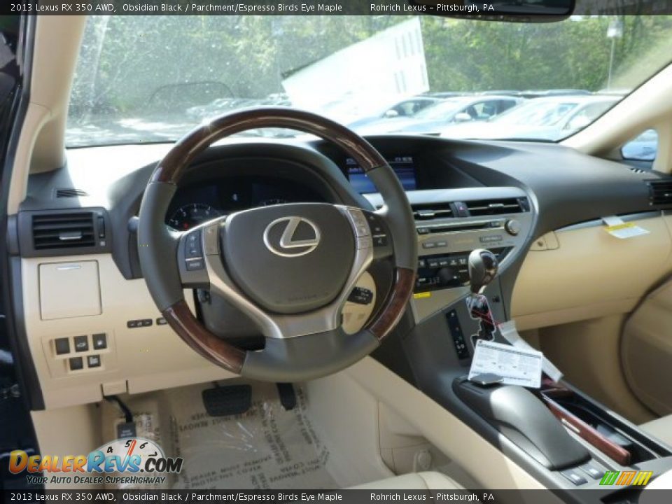 2013 Lexus RX 350 AWD Obsidian Black / Parchment/Espresso Birds Eye Maple Photo #12