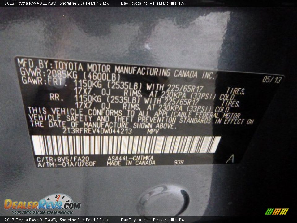 2013 Toyota RAV4 XLE AWD Shoreline Blue Pearl / Black Photo #19