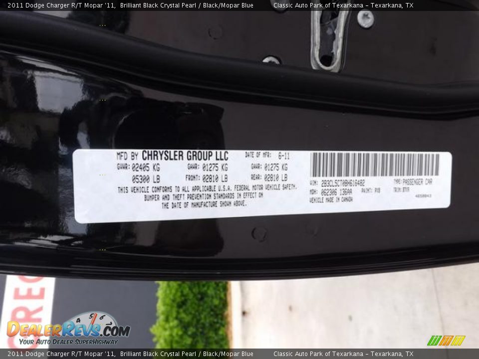 2011 Dodge Charger R/T Mopar '11 Brilliant Black Crystal Pearl / Black/Mopar Blue Photo #32