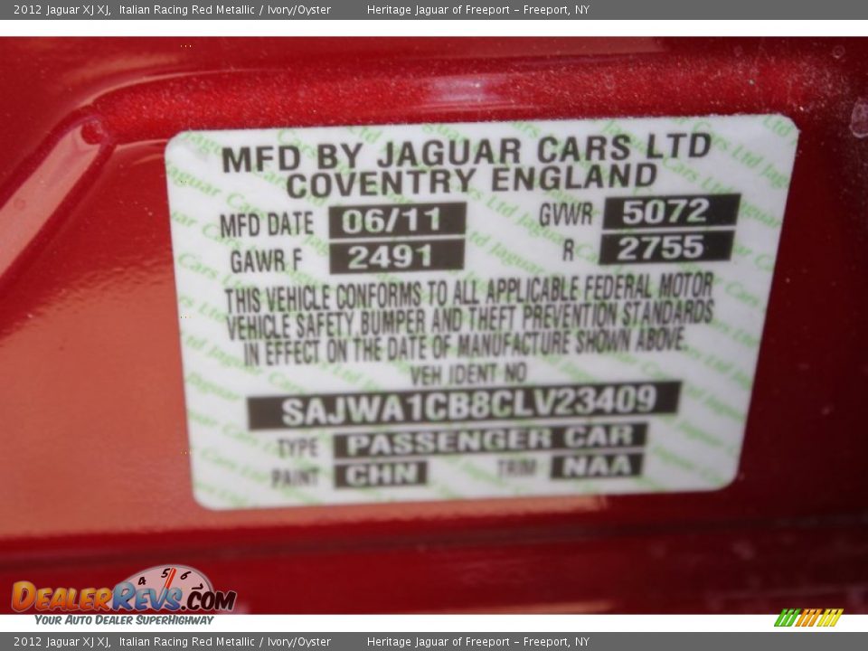 2012 Jaguar XJ XJ Italian Racing Red Metallic / Ivory/Oyster Photo #29