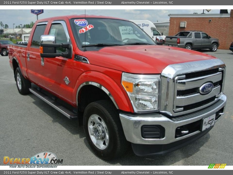 2011 Ford F250 Super Duty XLT Crew Cab 4x4 Vermillion Red / Steel Gray Photo #1