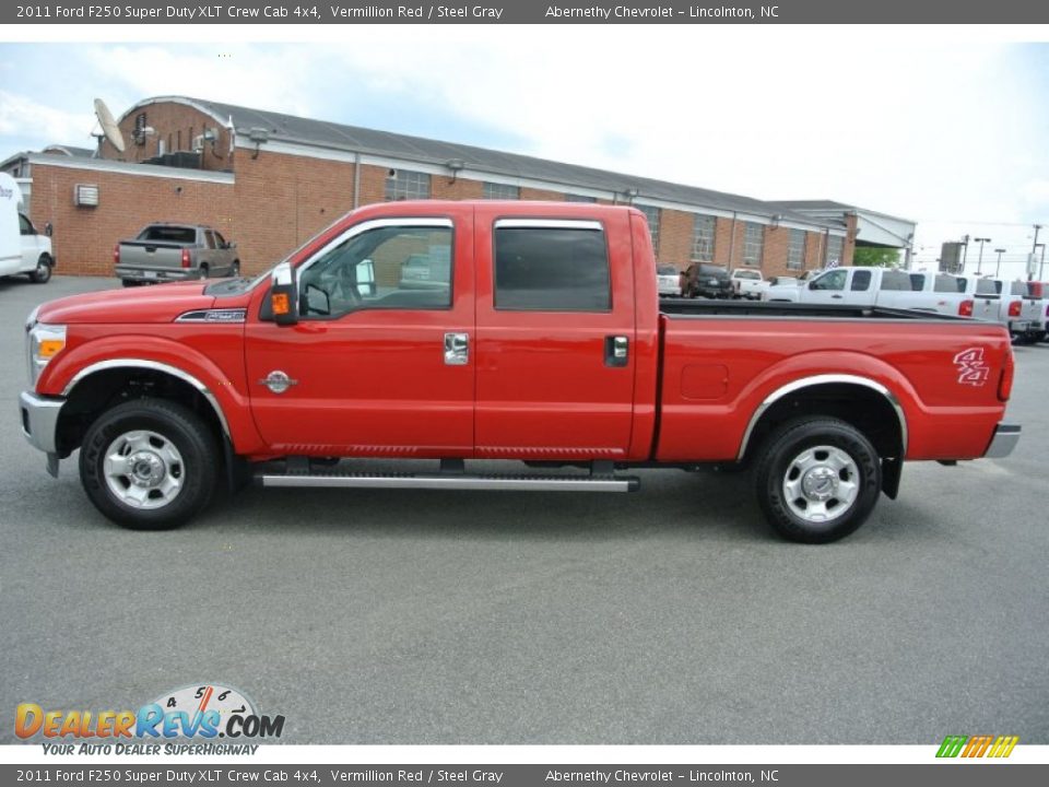 2011 Ford F250 Super Duty XLT Crew Cab 4x4 Vermillion Red / Steel Gray Photo #3