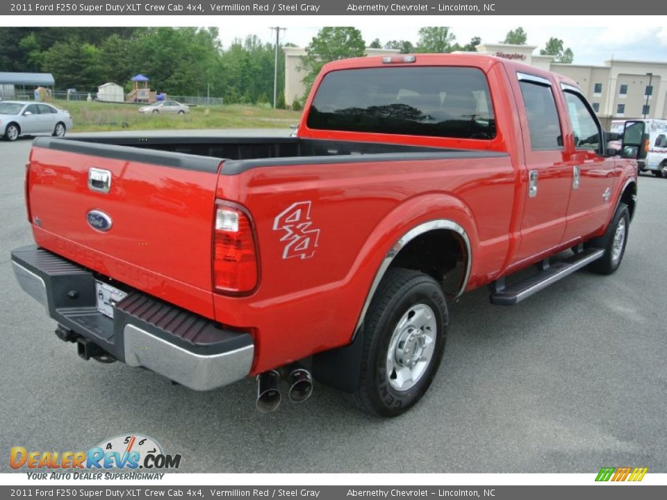 2011 Ford F250 Super Duty XLT Crew Cab 4x4 Vermillion Red / Steel Gray Photo #5