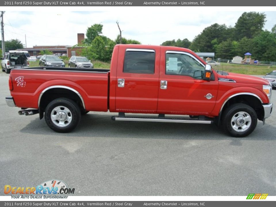2011 Ford F250 Super Duty XLT Crew Cab 4x4 Vermillion Red / Steel Gray Photo #6