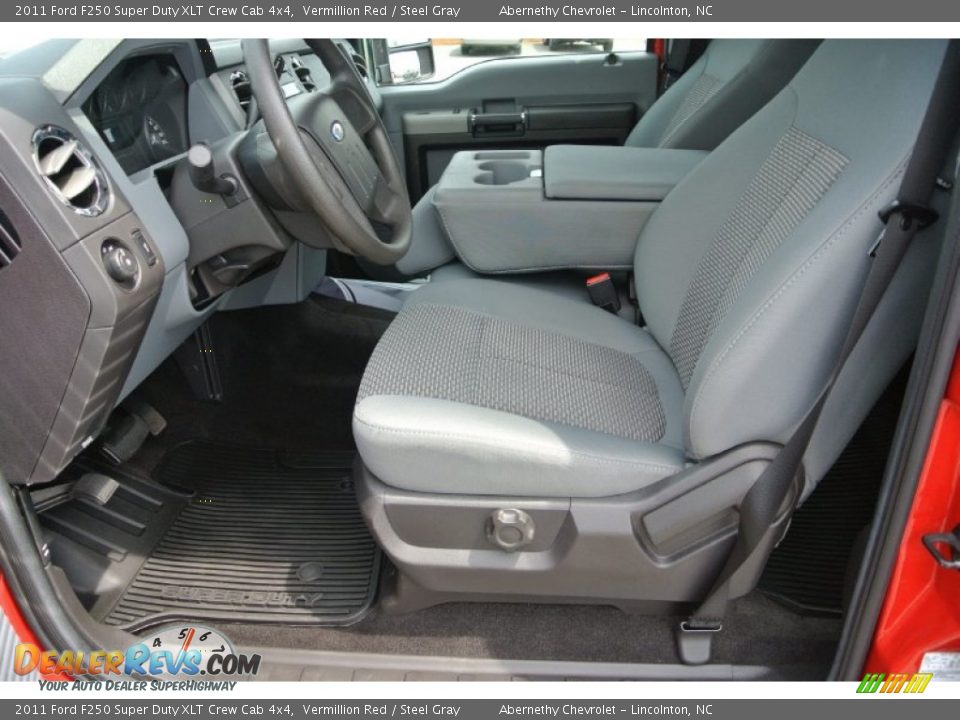 2011 Ford F250 Super Duty XLT Crew Cab 4x4 Vermillion Red / Steel Gray Photo #9
