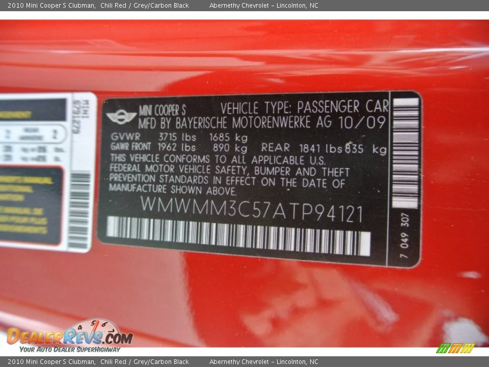 2010 Mini Cooper S Clubman Chili Red / Grey/Carbon Black Photo #7
