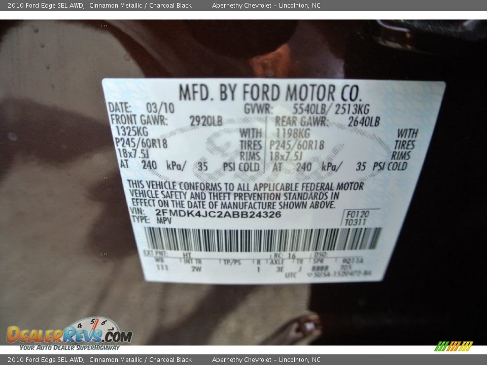 2010 Ford Edge SEL AWD Cinnamon Metallic / Charcoal Black Photo #8