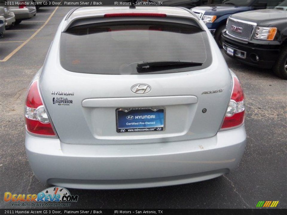 2011 Hyundai Accent GS 3 Door Platinum Silver / Black Photo #6
