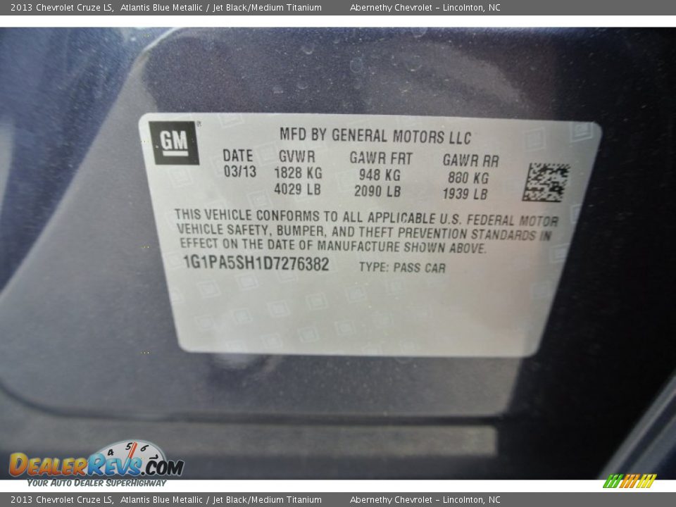 2013 Chevrolet Cruze LS Atlantis Blue Metallic / Jet Black/Medium Titanium Photo #7