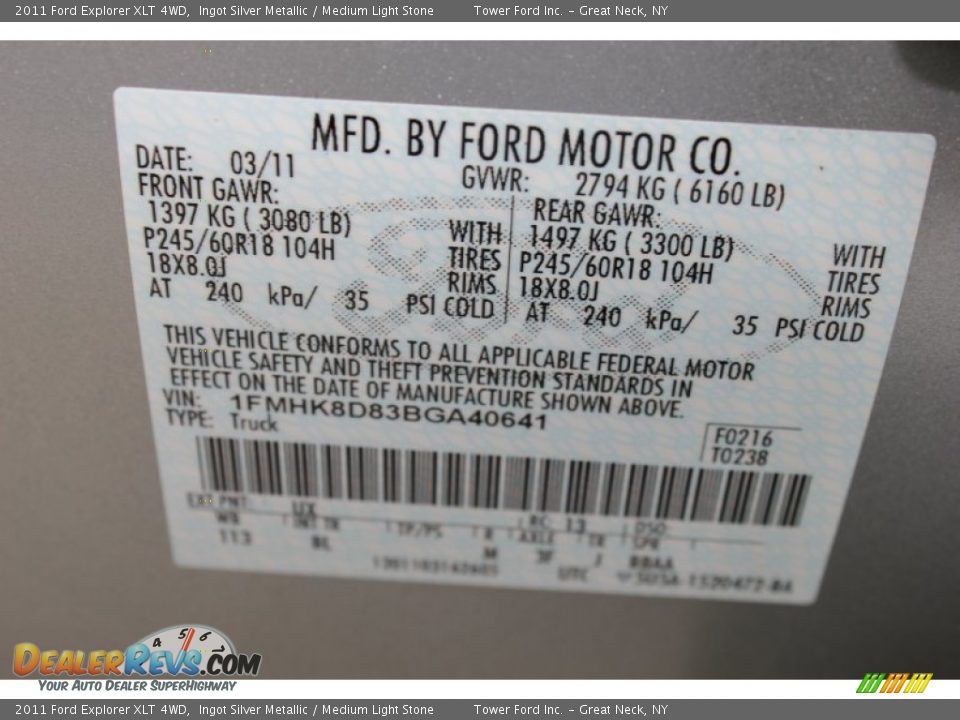 2011 Ford Explorer XLT 4WD Ingot Silver Metallic / Medium Light Stone Photo #21
