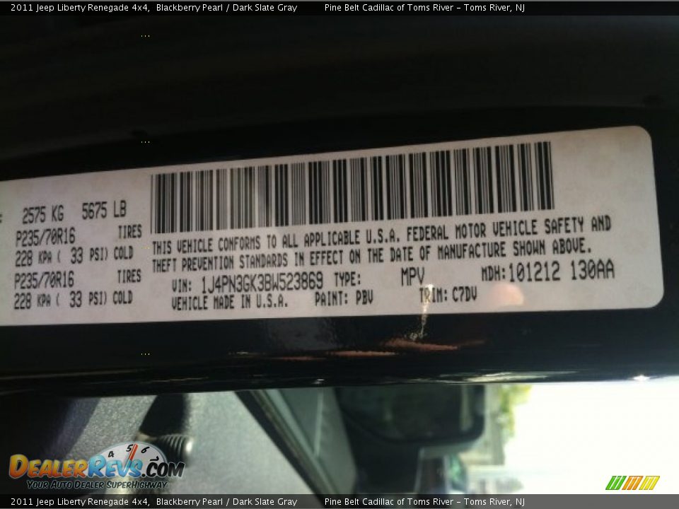 2011 Jeep Liberty Renegade 4x4 Blackberry Pearl / Dark Slate Gray Photo #10