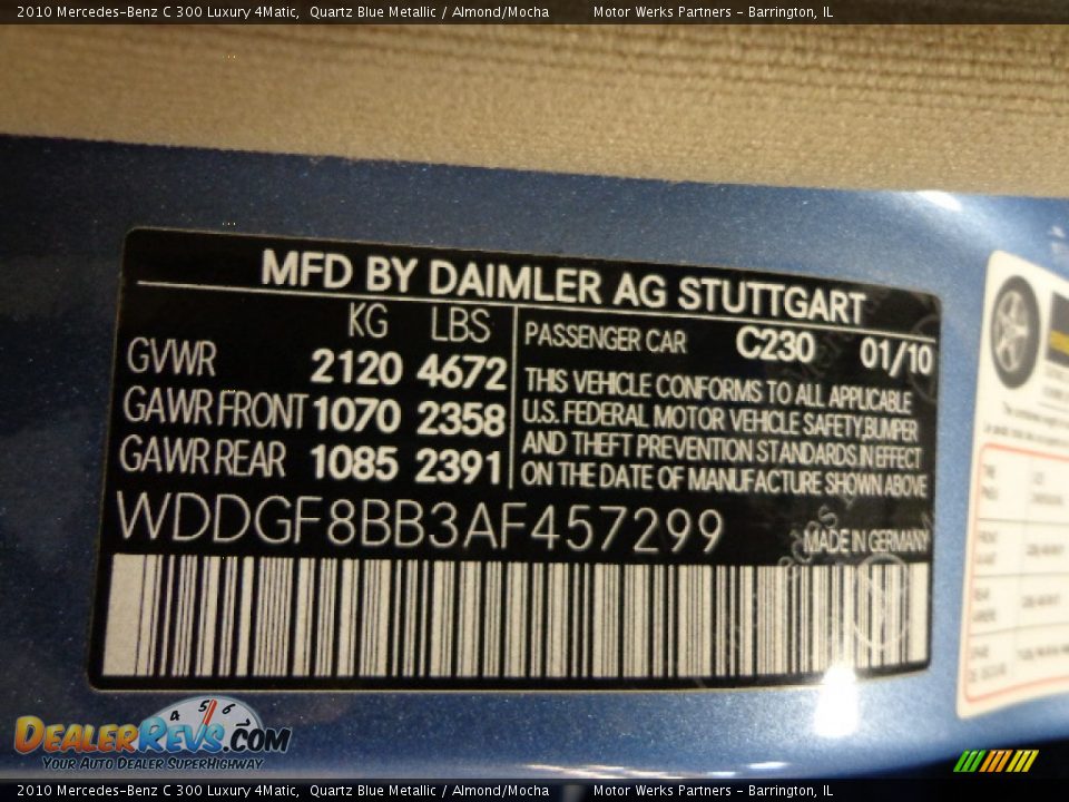 2010 Mercedes-Benz C 300 Luxury 4Matic Quartz Blue Metallic / Almond/Mocha Photo #12