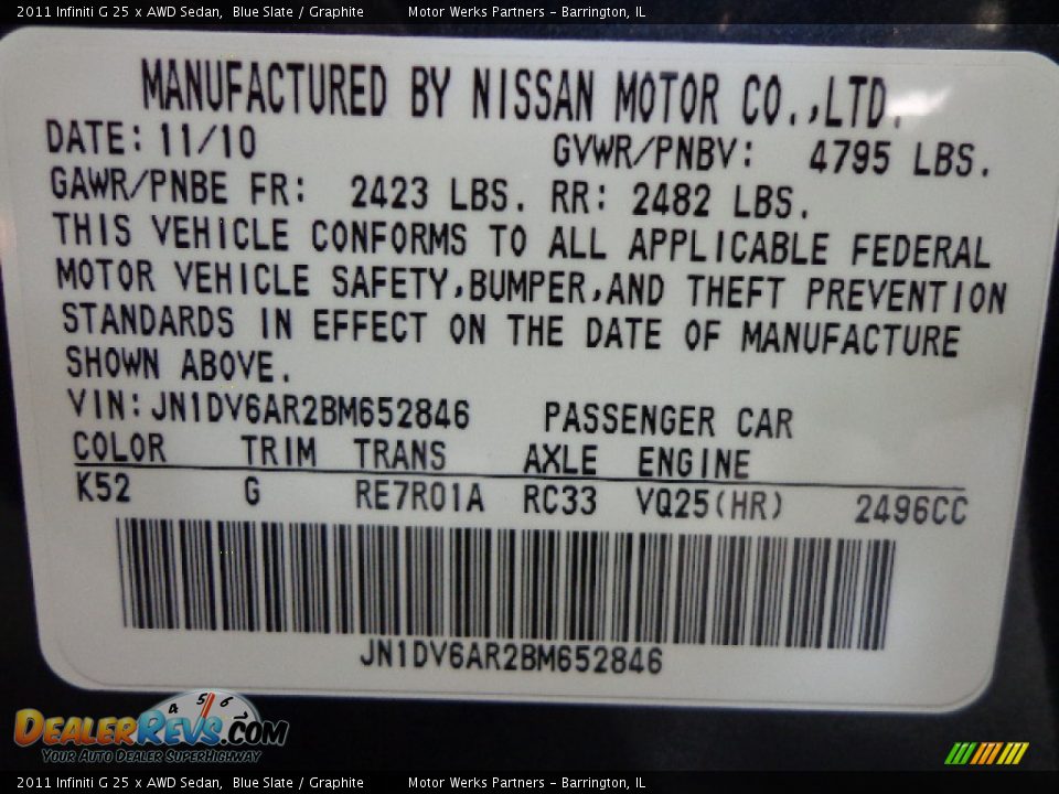 2011 Infiniti G 25 x AWD Sedan Blue Slate / Graphite Photo #34