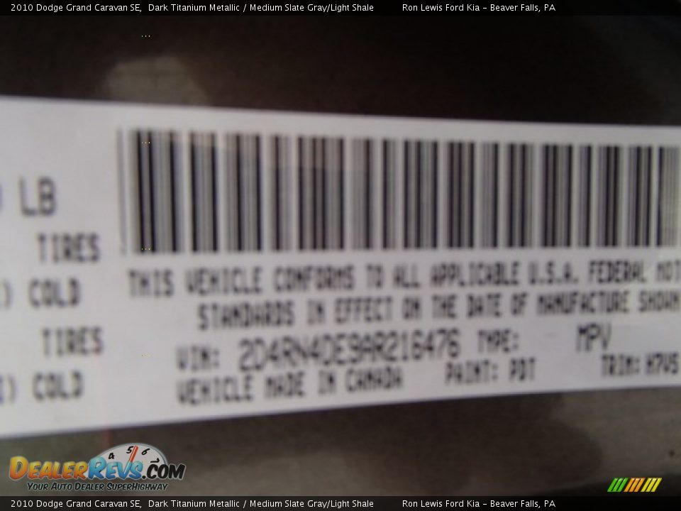 2010 Dodge Grand Caravan SE Dark Titanium Metallic / Medium Slate Gray/Light Shale Photo #20